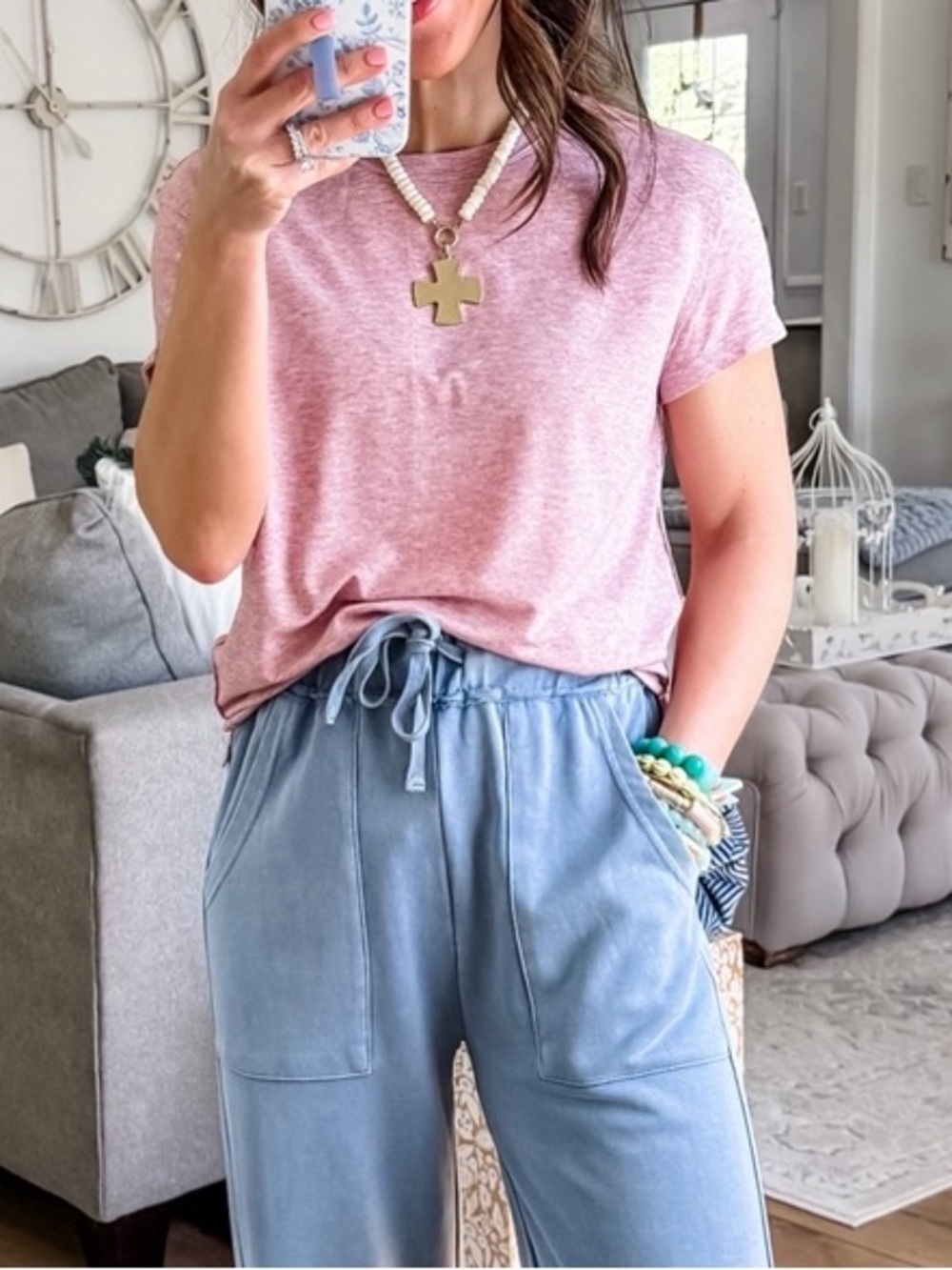 Soft Pink Heather Tee & A Soft White Tee both Sold as a set🎆